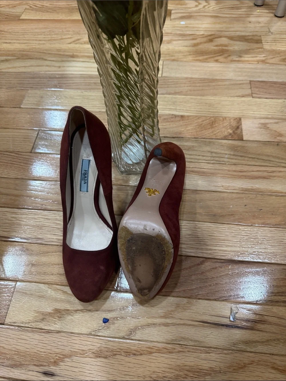 Prada Burgundy Suede Pumps